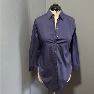 Banana Republic Deep Blue Collared Tie-Front Shirt Size-10 Petite NWOT